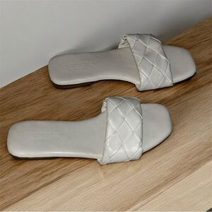 Stylish White Quilted Slide Sandals